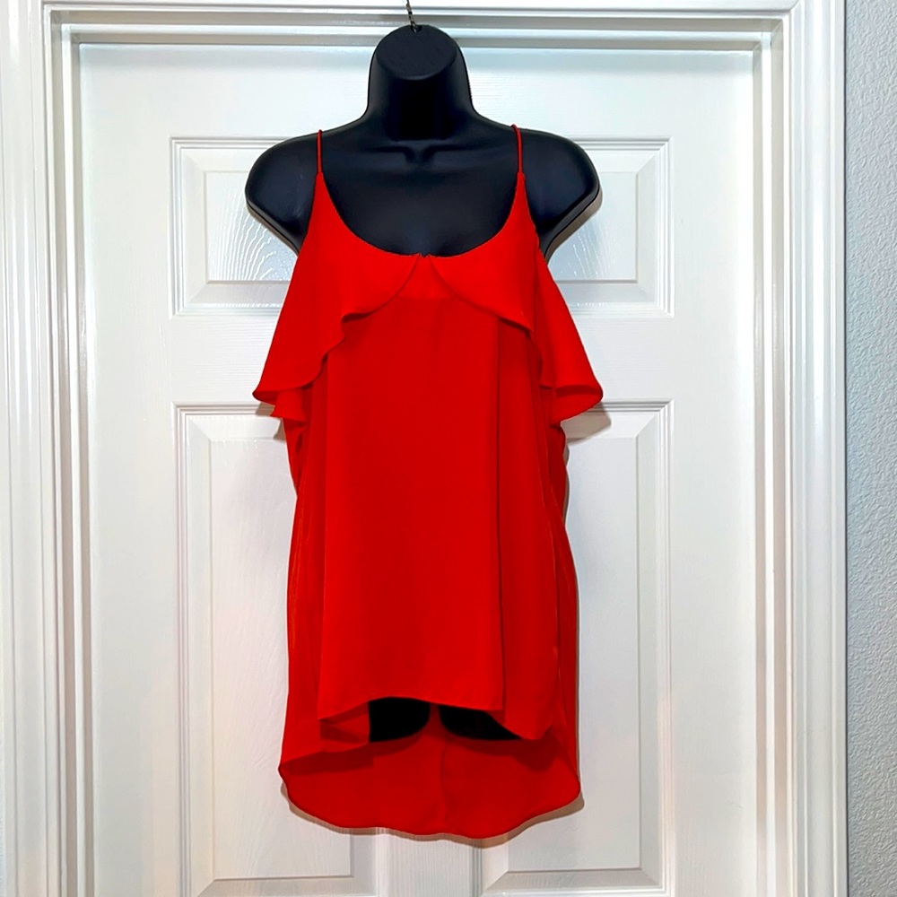 Gorgeous boutique strappy red orange blouse L